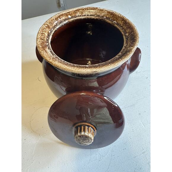 HULL Vintage Oven Proof Brown Drip Glaze Individual Bean Crock Pot Made in USA - Picture 8 of 11